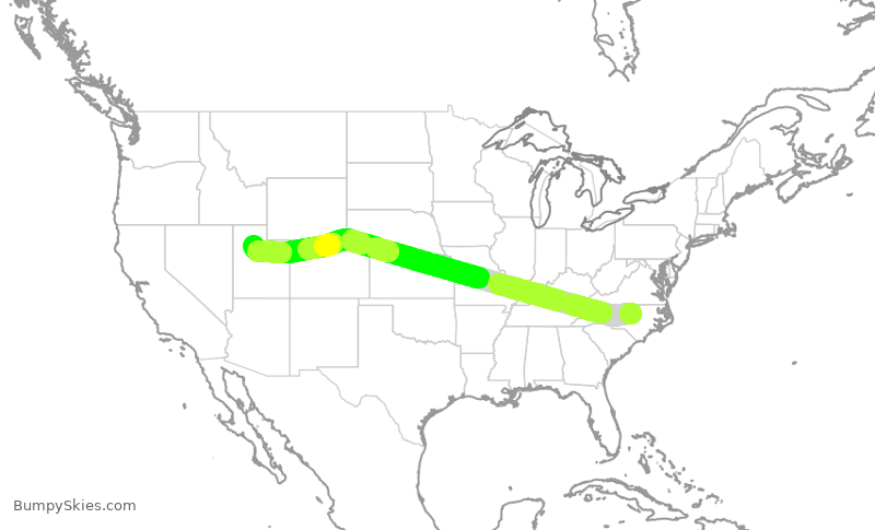 Turbulence forecast map for DAL967, RDU to SLC