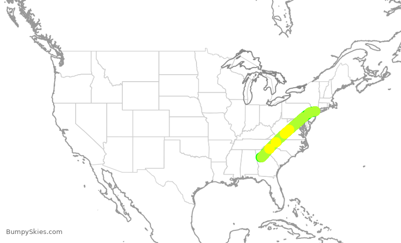 Turbulence forecast map for DAL968, LGA to ATL