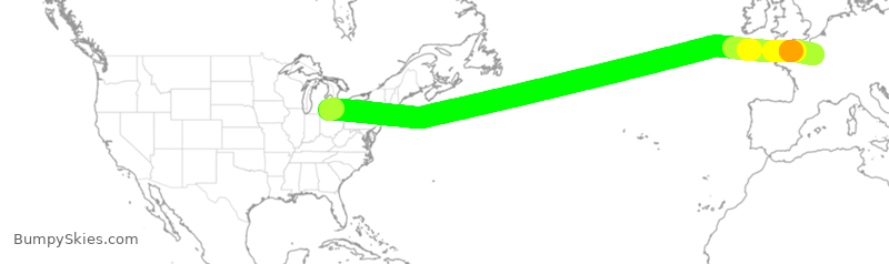 Turbulence forecast map for DAL96, DTW to CDG