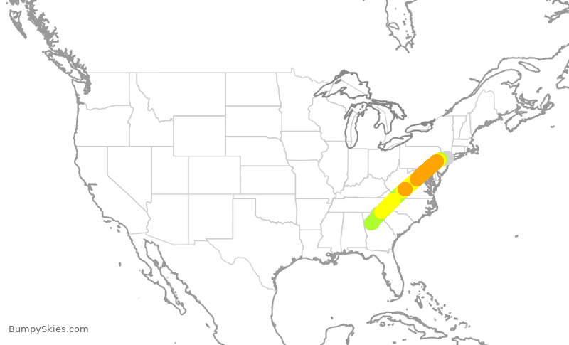 Turbulence forecast map for DAL970, LGA to ATL