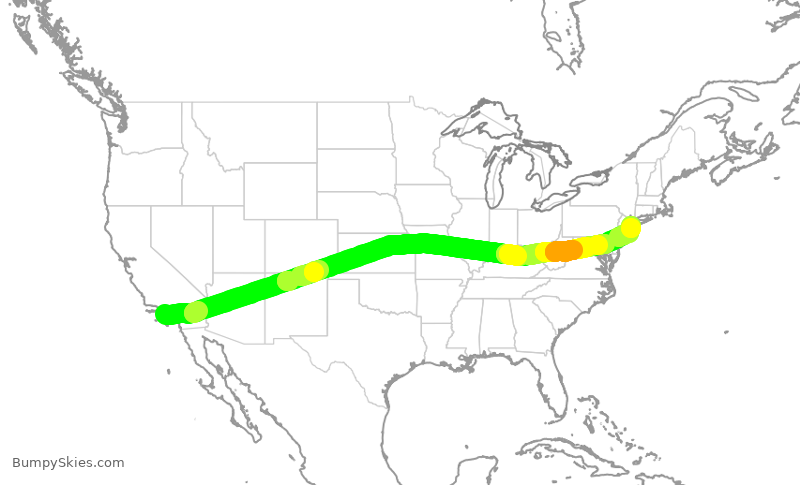 Turbulence forecast map for DAL972, LAX to JFK
