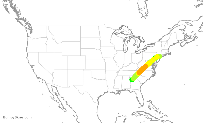 Turbulence forecast map for DAL975, LGA to ATL
