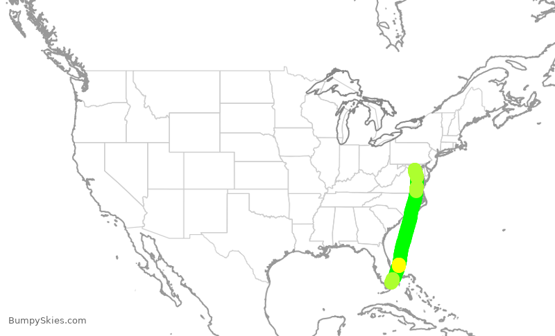 Turbulence forecast map for DAL9827, DCA to MIA