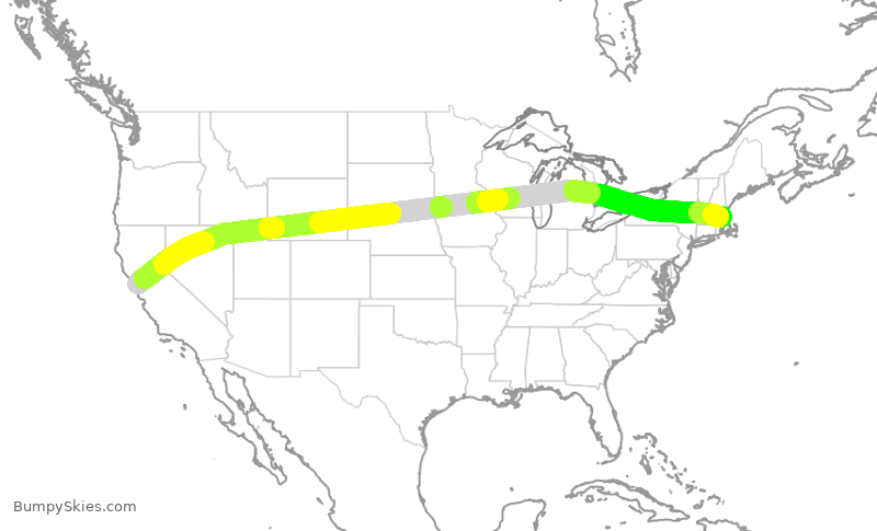 Turbulence forecast map for DAL9832, SFO to BOS