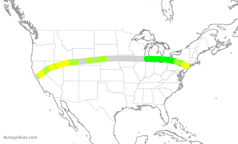Turbulence forecast map for DAL9847, SFO to JFK