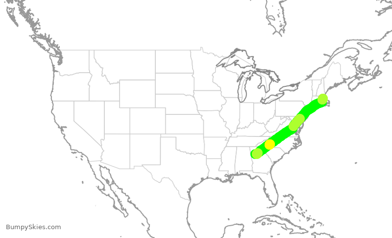 Turbulence forecast map for DAL987, ATL to BOS