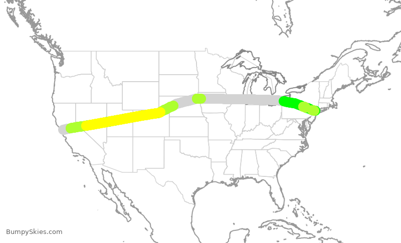 Turbulence forecast map for DAL9885, SFO to JFK