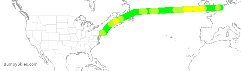 Turbulence forecast map for DAL9887, HAM to JFK