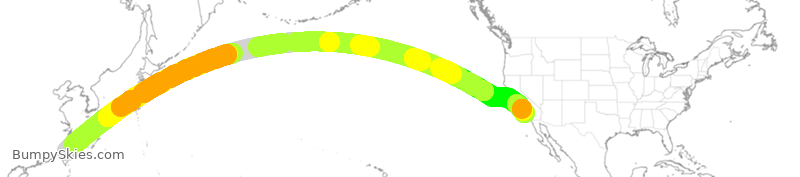 Turbulence forecast map for DAL9888, TPE to LAX