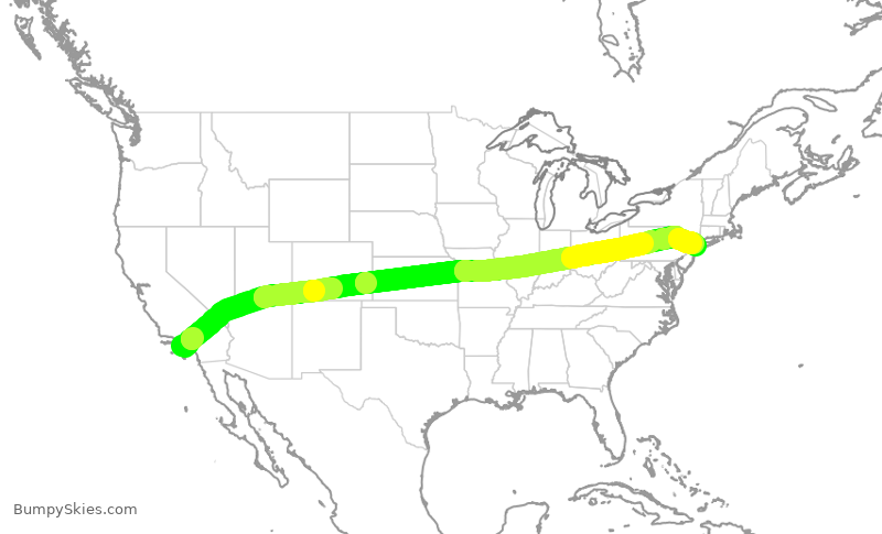 Turbulence forecast map for DAL9891, LAX to JFK