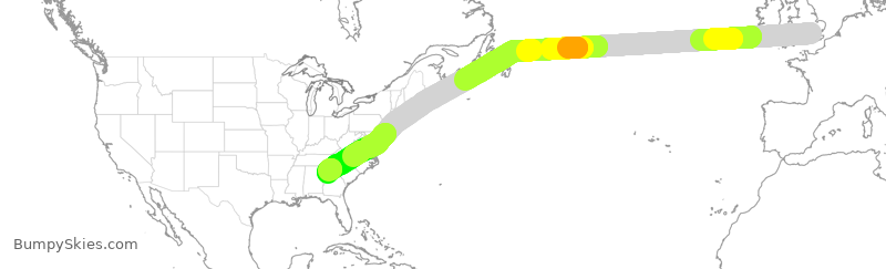 Turbulence forecast map for DAL9892, LHR to ATL