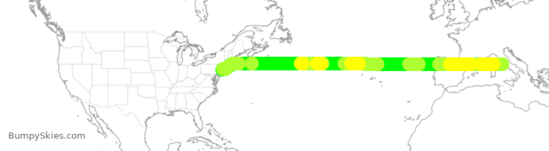 Turbulence forecast map for DAL9893, FCO to JFK