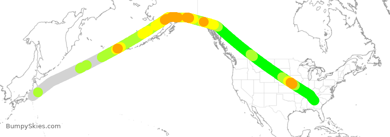 Turbulence forecast map for DAL9894, HND to ATL