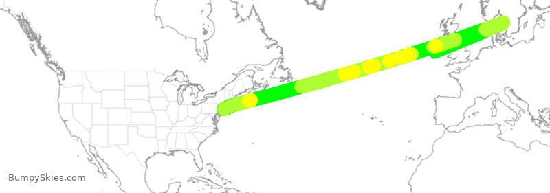 Turbulence forecast map for DAL9895, SNN to JFK