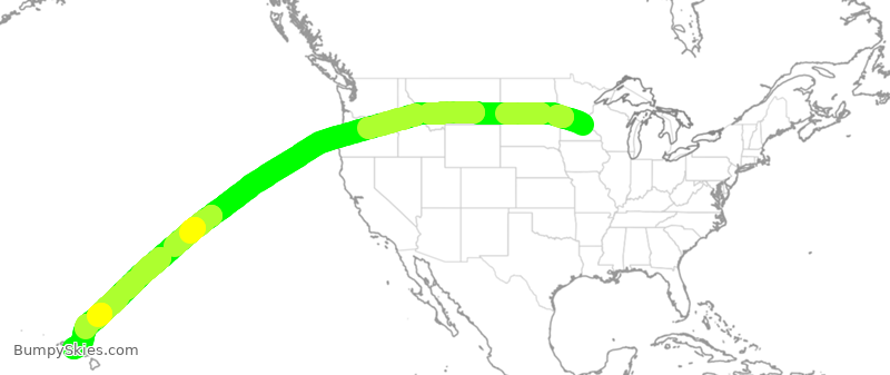 Turbulence forecast map for DAL9896, MSP to HNL