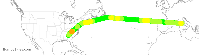 Turbulence forecast map for DAL9897, FCO to ATL