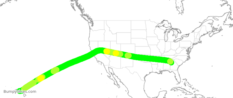 Turbulence forecast map for DAL9899, HNL to ATL