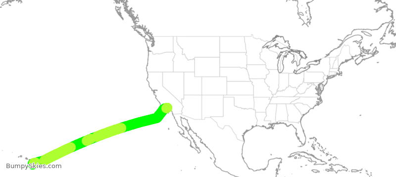 Turbulence forecast map for DAL989, LAX to KOA