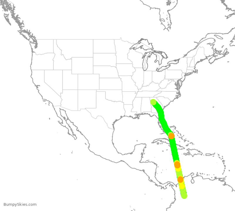Turbulence forecast map for DAL9900, BOG to ATL