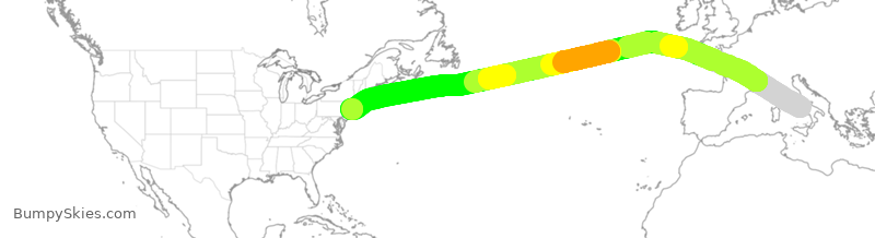 Turbulence forecast map for DAL9903, NAP to JFK