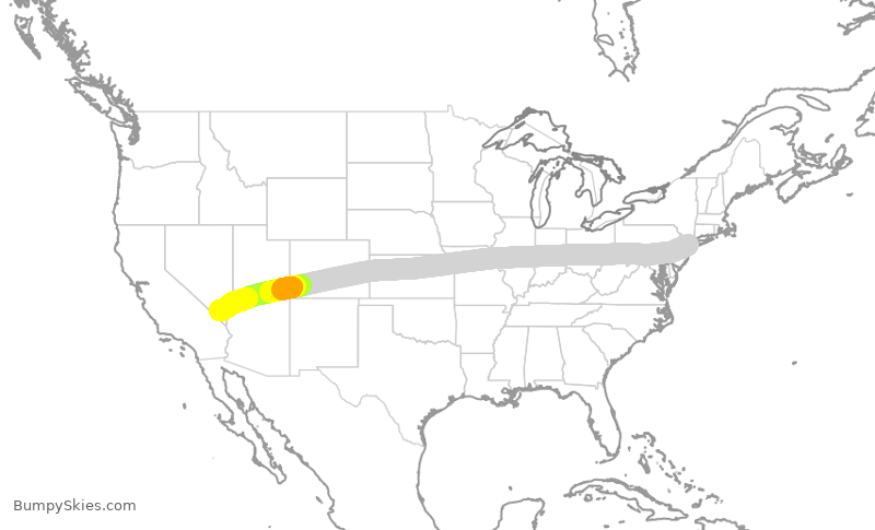 Turbulence forecast map for DAL9906, JFK to LAS