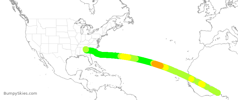 Turbulence forecast map for DAL9907, LOS to ATL