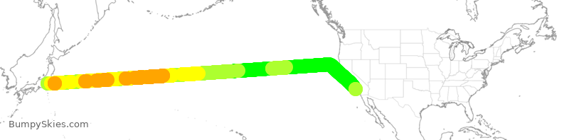 Turbulence forecast map for DAL9908, HND to LAX
