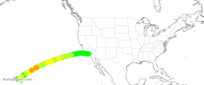 Turbulence forecast map for DAL9912, HNL to LAX