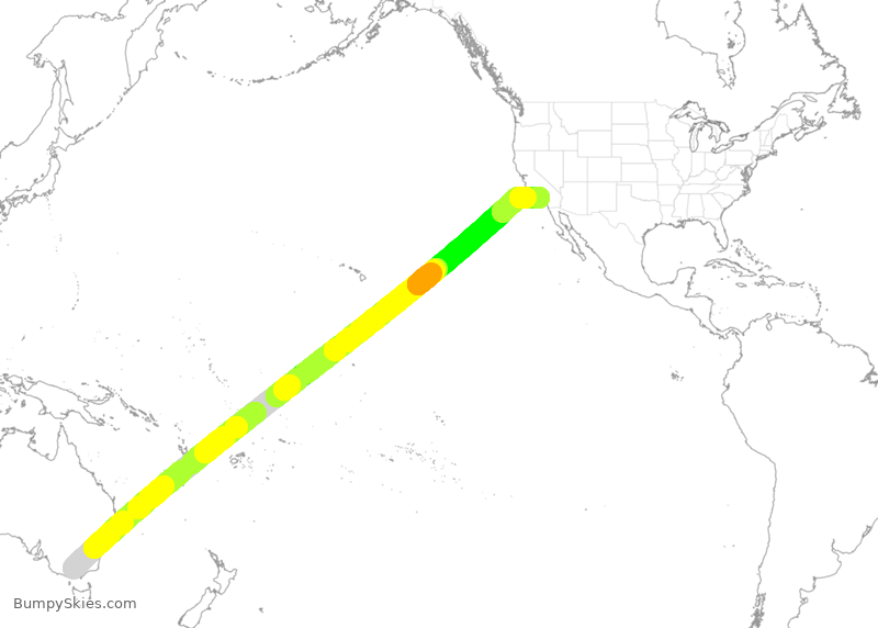 Turbulence forecast map for DAL9912, MML to LAX