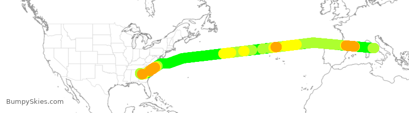 Turbulence forecast map for DAL9915, FCO to ATL