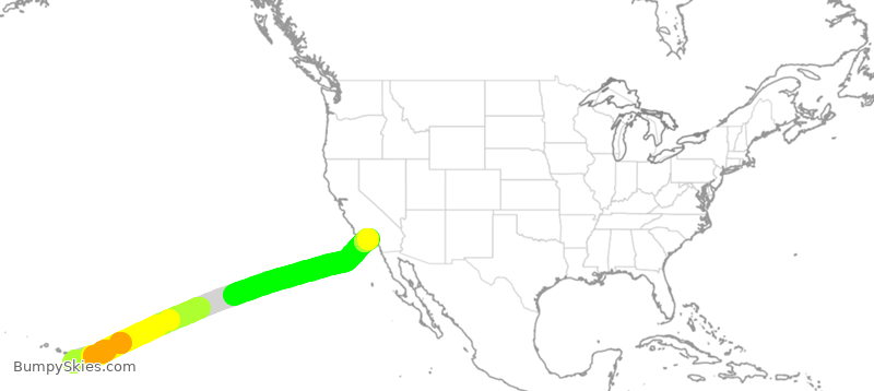 Turbulence forecast map for DAL9916, HKO to LAX