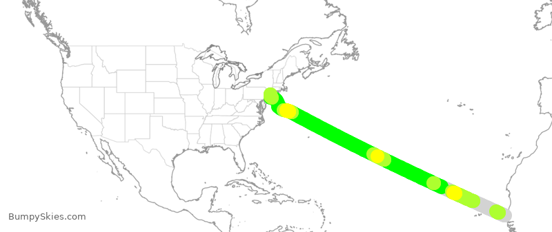 Turbulence forecast map for DAL9917, DSS to JFK
