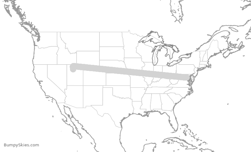 Turbulence forecast map for DAL9920, DCA to SLC