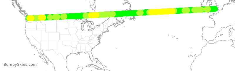 Turbulence forecast map for DAL9921, LHR to SEA