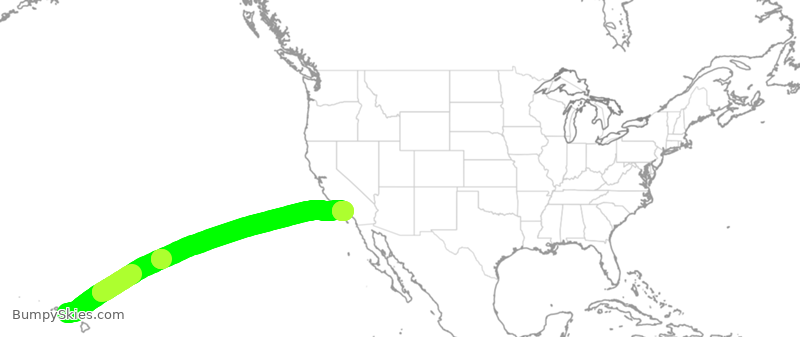 Turbulence forecast map for DAL9922, HNL to LAX