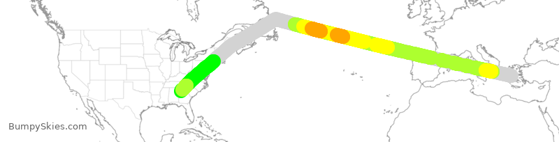 Turbulence forecast map for DAL9923, ATH to ATL