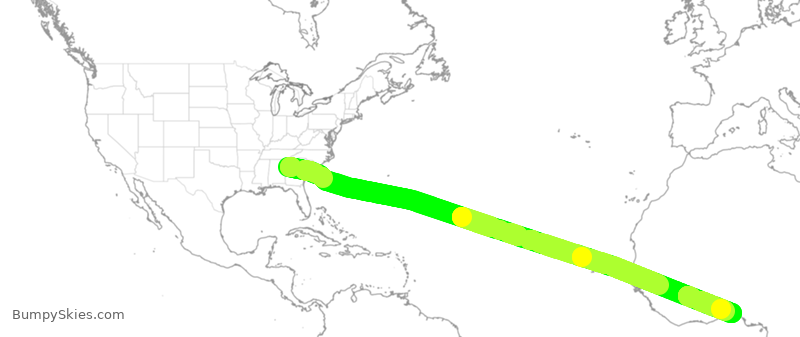 Turbulence forecast map for DAL9924, ATL to NMM