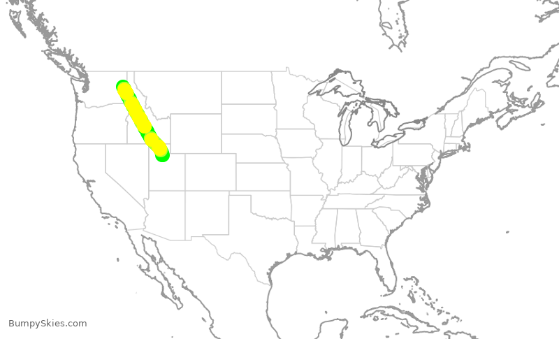 Turbulence forecast map for DAL9925, GEG to SLC