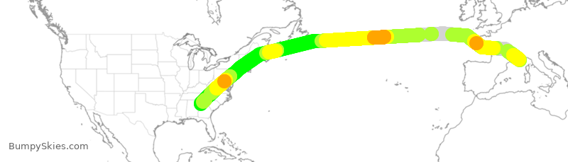 Turbulence forecast map for DAL9925, NCE to ATL