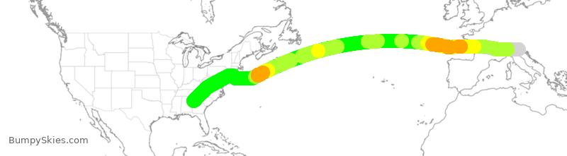 Turbulence forecast map for DAL9926, VCE to ATL