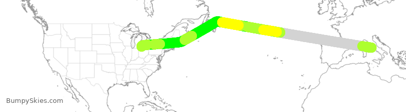 Turbulence forecast map for DAL9927, FCO to DTW