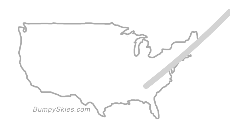 Map of continental US with illustrated flight path and turbulence forecast (described in text below)