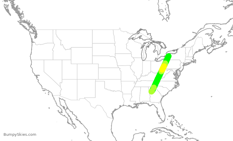 Turbulence forecast map for DAL9930, BUF to ATL