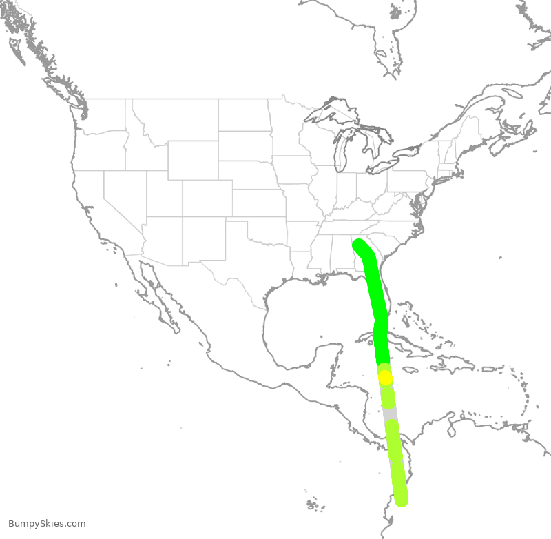 Turbulence forecast map for DAL9932, UIO to ATL