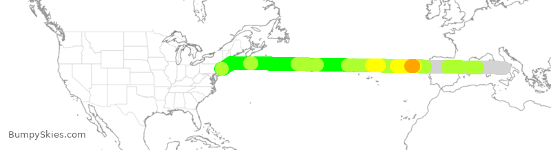 Turbulence forecast map for DAL9933, NAP to JFK