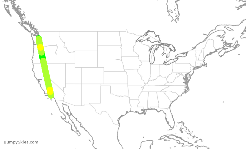 Turbulence forecast map for DAL9936, BFI to LAX