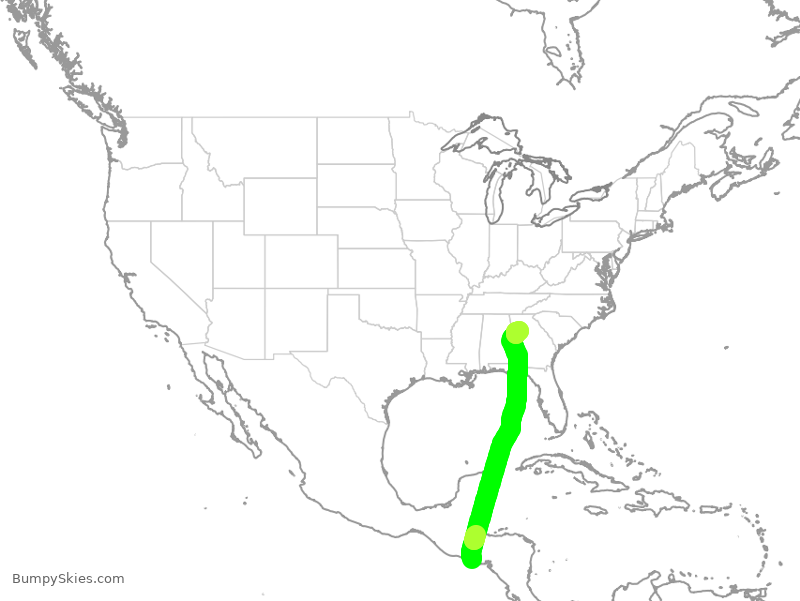 Turbulence forecast map for DAL9937, SAL to ATL