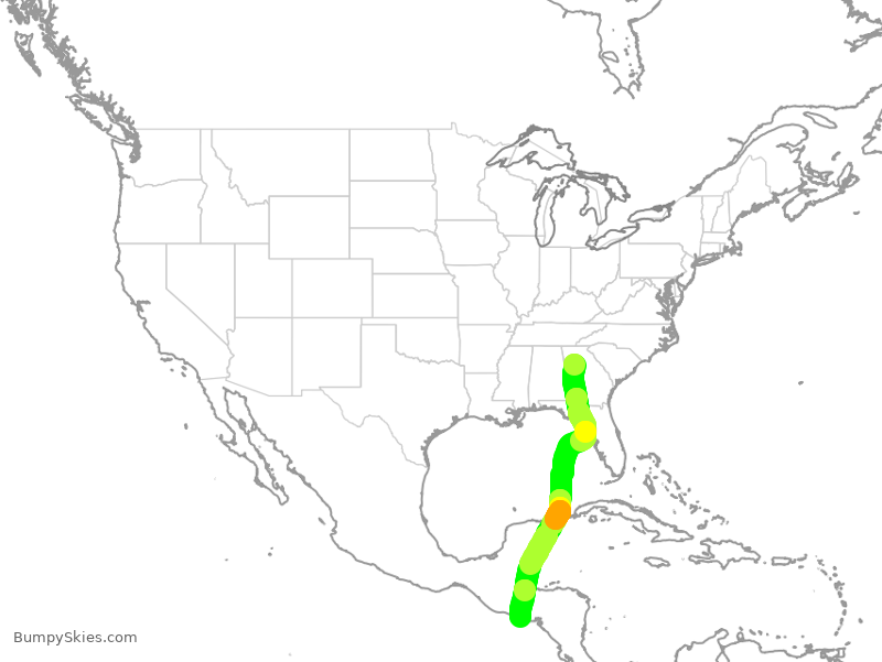 Turbulence forecast map for DAL9950, ATL to SAL