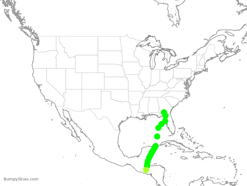 Turbulence forecast map for DAL9955, ATL to SLP