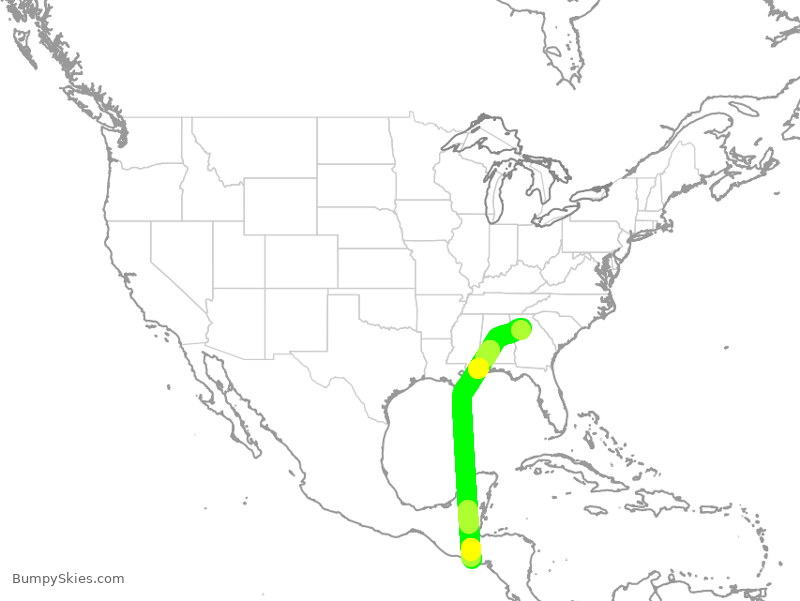 Turbulence forecast map for DAL9956, ATL to SAL